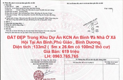 ĐẤT ĐẸP Trong Khu Dự Án KCN An Bình Và Nhà Ở Xã Hội Tại An Bình,Phú Giáo , Bình Dương.